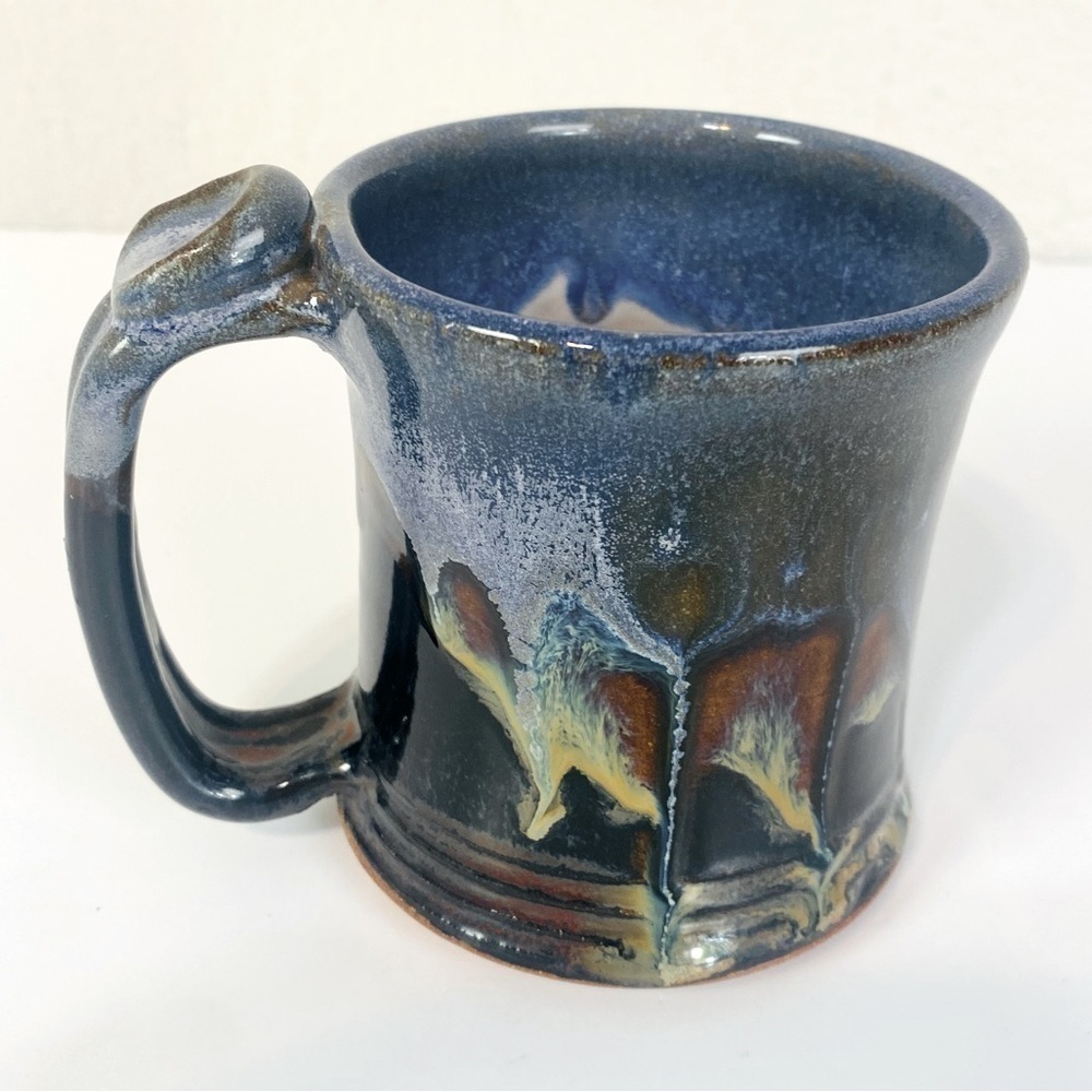 Tenmoku Glaze Hand Thrown Pottery Signed Mug 14oz